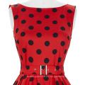 Belle Poque Stock mangas 37 patrones de algodón Big Black Dot vestido rojo vintage BP000002-35